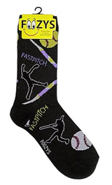 FOOZYS Brand Ladies SOFTBALL Socks ‘FAST PITCH’ - Novelty Socks And Slippers