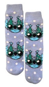 DISNEY STITCH Ladies Sherpa Lined Cozy Gripper Bottom Socks - Novelty Socks And Slippers