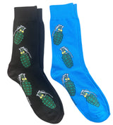HAND GRENADE Men’s 2 Pair Of Socks GRENADES ALL OVER FOOZYS Brand - Novelty Socks And Slippers