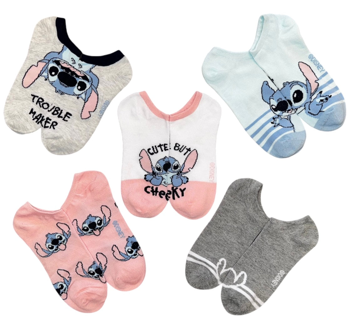 DISNEY LILO & STITCH Ladies 5 Pair Of No Show Socks ‘CUTE BUT CHEEKY’ - Novelty Socks And Slippers
