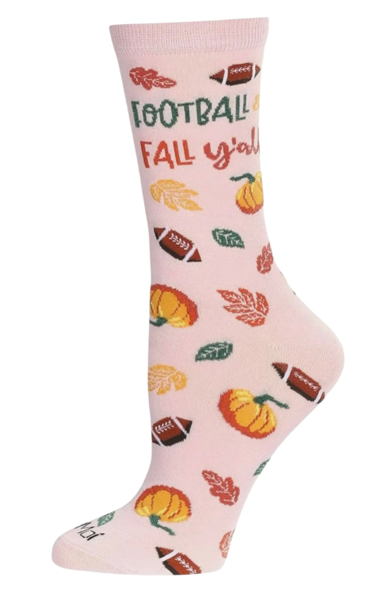 FOOTBALL & FALL Y’ALL Ladies Harvest Socks MeMoi Brand - Novelty Socks And Slippers