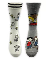 PEANUTS GANG Men’s 2 Pair Of Socks LINUS, SCHROEDER, FRANKLIN, LUCY, CHARLIE BROWN - Novelty Socks And Slippers