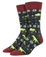 SOCKSMITH Brand Men’s CHRISTMAS DINOSAUR Socks ‘SANTASAURUS REX’ - Novelty Socks And Slippers