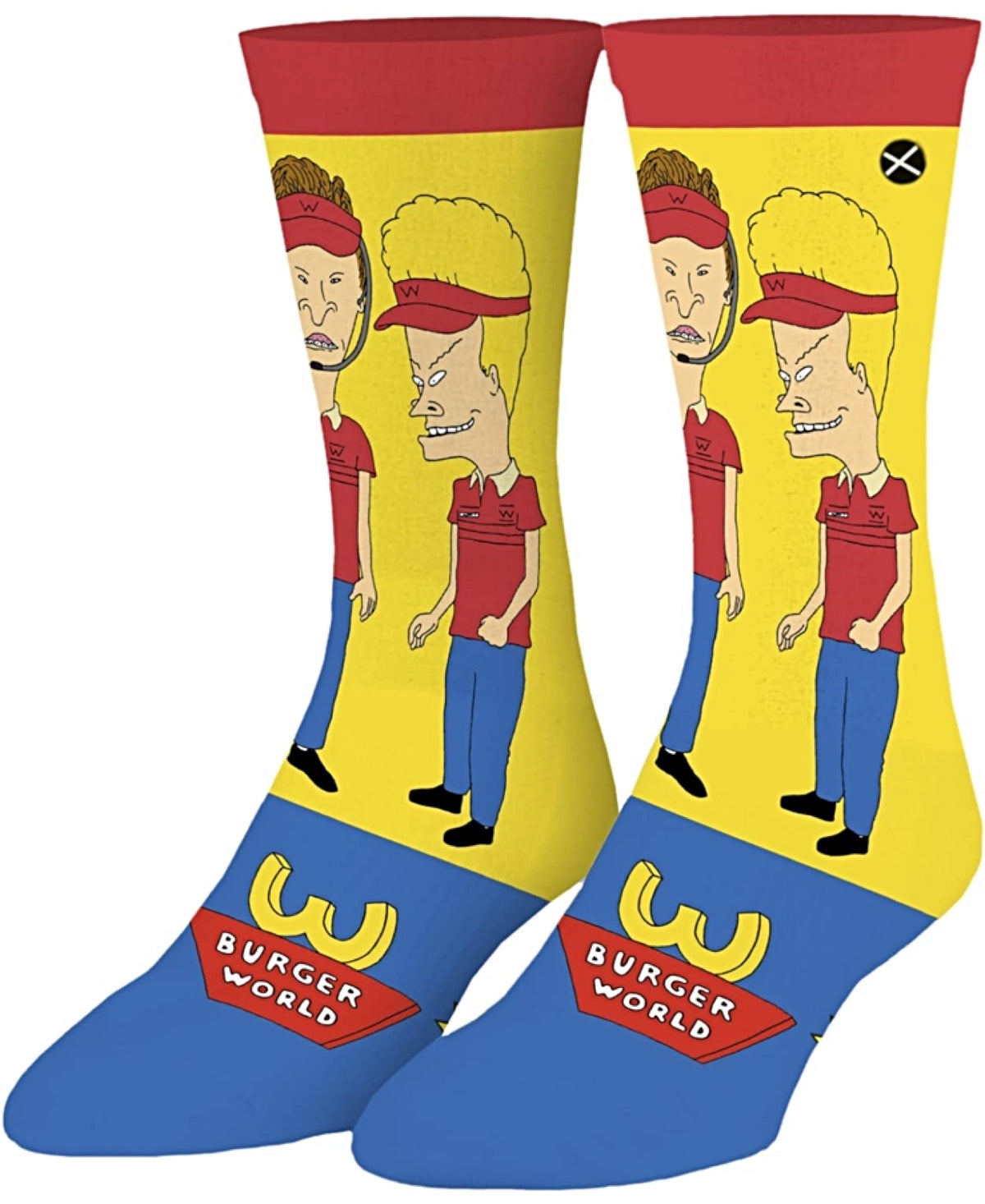 BEAVIS & BUTT-HEAD MEN’S BURGER WORLD EMPLOYEES SOCKS ODD SOX BRAND - Novelty Socks for Less