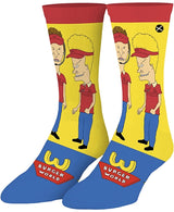 BEAVIS & BUTT-HEAD MEN’S BURGER WORLD EMPLOYEES SOCKS ODD SOX BRAND - Novelty Socks for Less