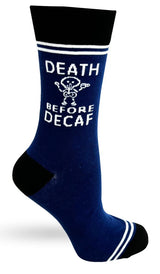 HEY NOW Brand Unisex Socks DEATH BEFORE DECAF - Novelty Socks And Slippers