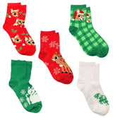 RUDOLPH THE RED NOSED REINDEER Ladies 5 Pair Of Socks SAM THE SNOWMAN - Novelty Socks And Slippers