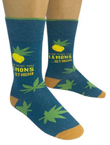 FUNATIC Brand Unisex MARIJUANA Socks ‘WHEN LIFE GIVES YOU LEMONS…GET HIGH’ - Novelty Socks And Slippers