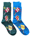 PICKLEBALL Men’s 2 Pair Of Socks PADDLES & BALLS FOOZYS Brand - Novelty Socks And Slippers