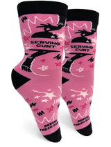 SERVING CUNT Ladies Socks ‘SERVED FRESH DAILY’ GROOVY THINGS BRAND - Novelty Socks And Slippers
