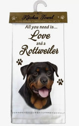 ALL YOU NEED IS LOVE & A DOG Kitchen Tea Towel By E&S Pets (Choose Breed)