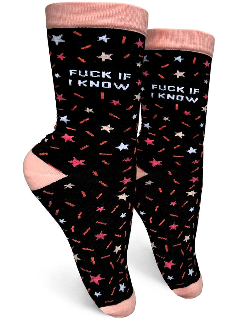 GROOVY THINGS CO. Brand Ladies FUCK IF I KNOW Socks - Novelty Socks And Slippers