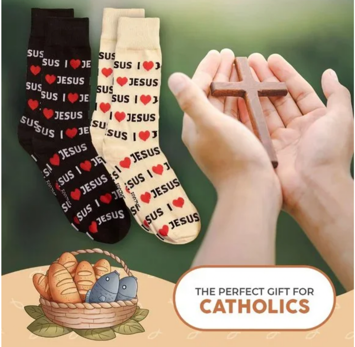 FOOZYS Brand Men’s 2 Pair of I LOVE JESUS Socks - Novelty Socks And Slippers
