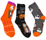 DISNEY THE NIGHTMARE BEFORE CHRISTMAS LADIES 3 Pair Of HALLOWEEN SOCKS JACK & SALLY - Novelty Socks And Slippers