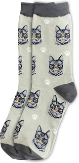 SILVER GRAY TABBY CAT Adult Unisex Socks By E&S Pets Choose Style