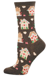 GINGERBREAD HOUSE Ladies Christmas Socks SOCKSMITH Brand - Novelty Socks And Slippers