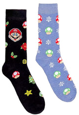 SUPER MARIO Men’s 2 Pair Of CHRISTMAS Socks With TOAD - Novelty Socks And Slippers