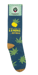 FUNATIC Brand Unisex MARIJUANA Socks ‘WHEN LIFE GIVES YOU LEMONS…GET HIGH’ - Novelty Socks And Slippers