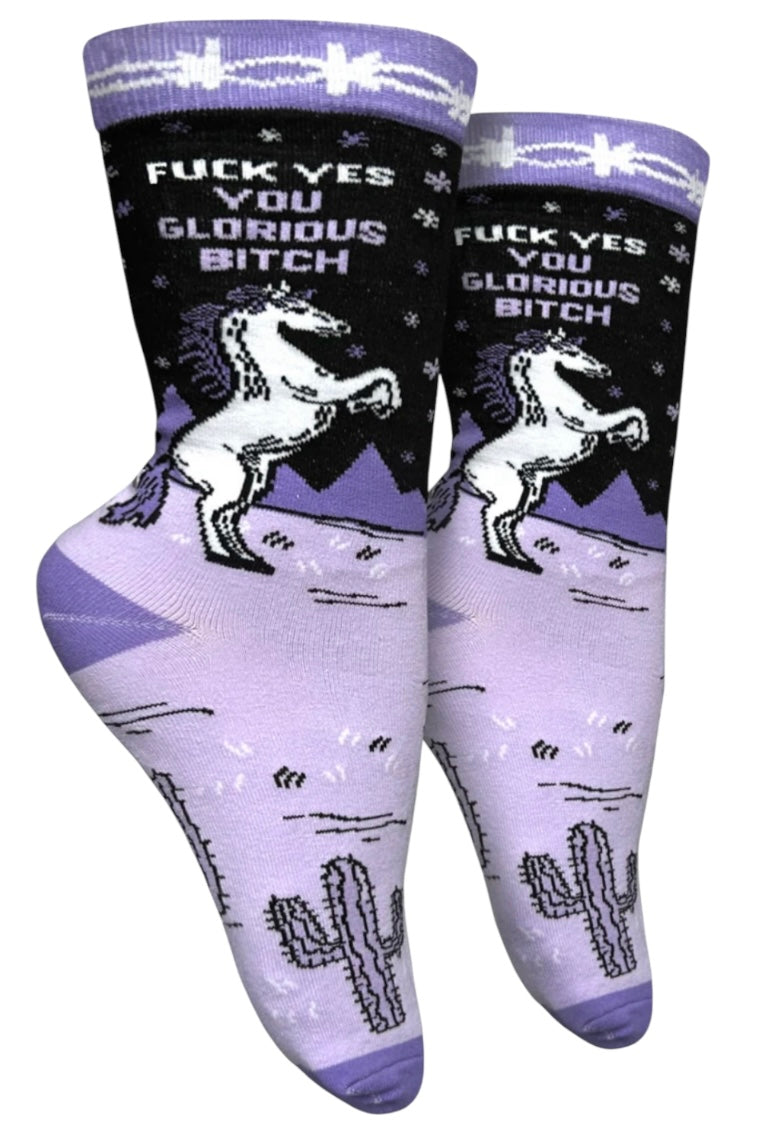 GROOVY THINGS CO. Brand Ladies FUCK YES YOU GLORIOUS BITCH Socks - Novelty Socks And Slippers