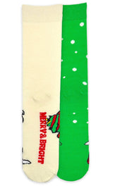 PEANUTS Men’s CHRISTMAS 2 Pair Of Snoopy Socks ‘MERRY & BRIGHT’ - Novelty Socks And Slippers