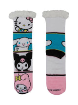 SANRIO HELLO KITTY Ladies Sherpa Lined Gripper Bottom Slipper Socks KUROMI, CINNAMOROLL - Novelty Socks And Slippers
