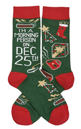 PRIMITIVES BY KATHY Unisex CHRISTMAS Socks ‘I’M A MORNING PERSON ON DEC 25th’ - Novelty Socks for Less