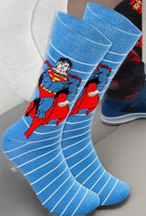 DC COMICS SUPERMAN Men's 2 Pair Of Socks 'POW' - Novelty Socks And Slippers