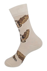 GREAT HORNED OWL Adult Unisex Socks FUNATIC Brand Owls All Over - Novelty Socks And Slippers