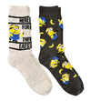 DESPICABLE ME Men’s MINIONS 2 Pair Of Socks ‘HERE FOR THE EATS’ With BANANAS