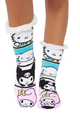 SANRIO HELLO KITTY Ladies Sherpa Lined Gripper Bottom Slipper Socks - Novelty Socks And Slippers