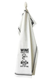 HEY NOW Brand By Fabdaz WINE TAKES THE BITCH RIGHT OUT OF ME Kitchen Tea Towel - Novelty Socks And Slippers