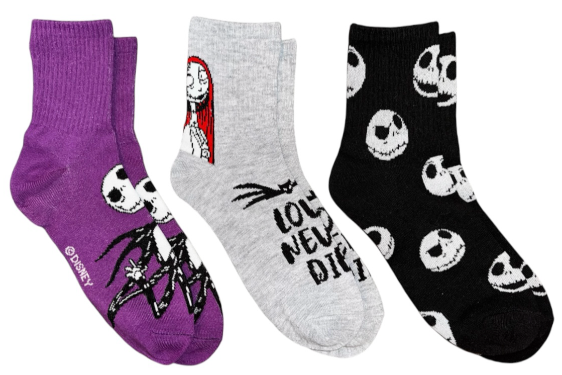 DISNEY Ladies Nightmare Before Christmas 3 Pair Of Valentines Day Socks ‘LOVE NEVER DIES’ - Novelty Socks And Slippers