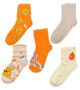 DISNEY WINNIE THE POOH Ladies 5 Pair Of AUTUMN THANKSGIVING Socks PIGLET - Novelty Socks And Slippers