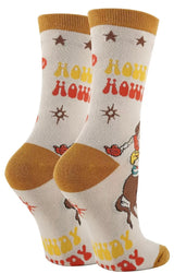 OOOH YEAH Brand Ladies COWGIRL Socks ‘SADDLE UP BUTTERCUP’ ‘HOWDY HOWDY’ - Novelty Socks And Slippers