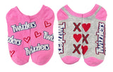 TWIZZLERS LICORICE Ladies 2 Pair Of VALENTINES DAY No Show Socks With Hearts - Novelty Socks And Slippers