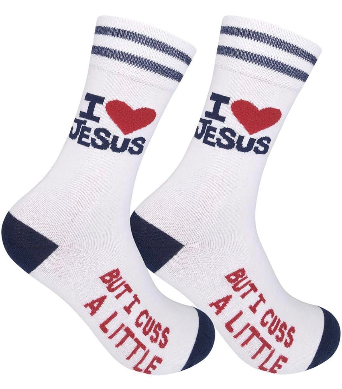 I LOVE JESUS BUT I CUSS A LITTLE Adult Unisex Socks FUNATIC Brand - Novelty Socks And Slippers