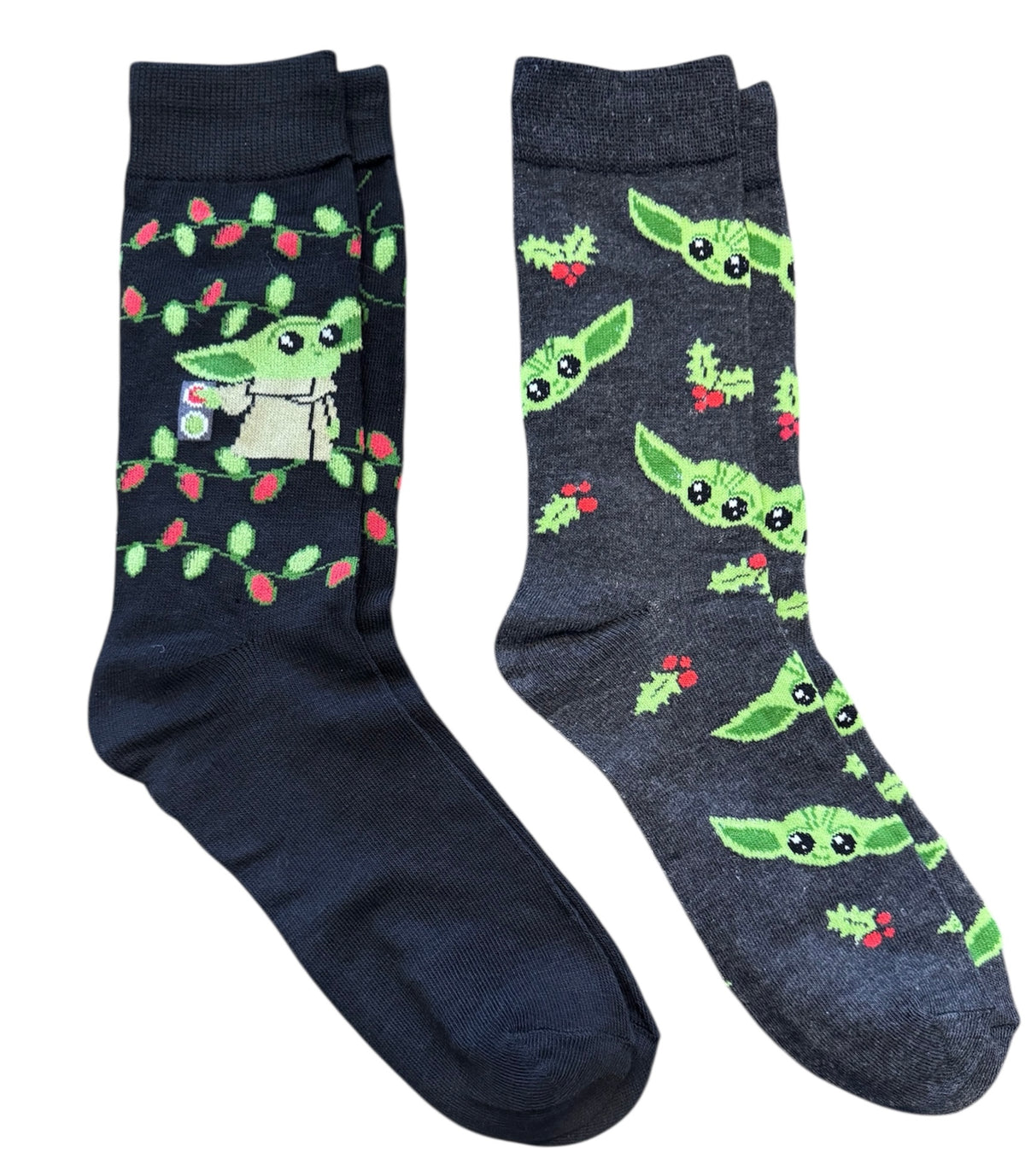 DISNEY STAR WARS Men’s 2 Pair Of BABY YODA CHRISTMAS Socks - Novelty Socks And Slippers