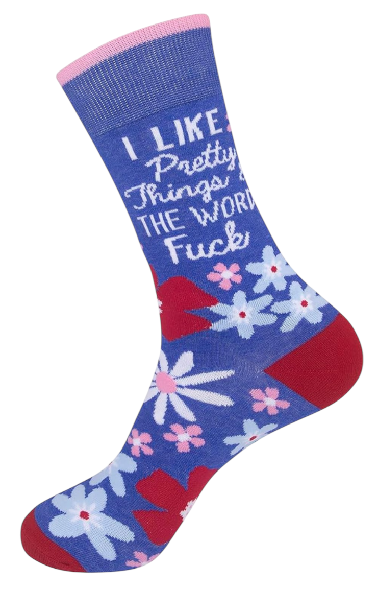 FUNATIC Brand Unisex I LIKE PRETTY THINGS & THE WORD FUCK Socks - Novelty Socks And Slippers