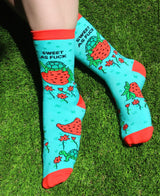 GROOVY THINGS Brand Ladies SWEET AS FUCK Socks Turtle & Strawberries - Novelty Socks And Slippers