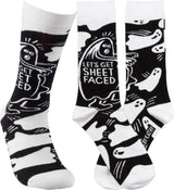 LET’S GET SHEET FACED Adult Unisex Halloween Socks Primitives By Kathy Brand - Novelty Socks And Slippers