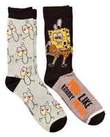 YOU LIKE KRABBY PATTIES? SPONGEBOB SQUAREPANTS Men’s 2 Pair Of Socks WITH SQUIDWARD