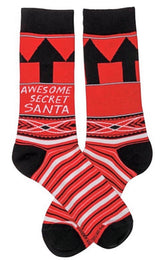 PRIMITIVES BY KATHY UNISEX CHRISTMAS SOCKS ‘AWESOME SECRET SANTA’ - Novelty Socks for Less
