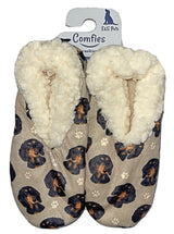 COMFIES BRAND Ladies DACHSHUND Dog (BLACK) Non-Skid Slippers - Novelty Socks And Slippers