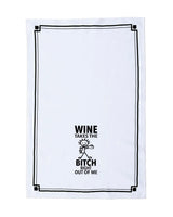 HEY NOW Brand By Fabdaz WINE TAKES THE BITCH RIGHT OUT OF ME Kitchen Tea Towel - Novelty Socks And Slippers