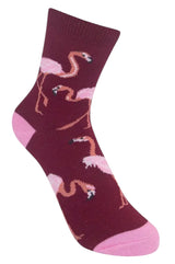 FUNATIC Brand Unisex Kids PINK FLAMINGO Socks Flamingos All Over Kids Age 7-10 - Novelty Socks And Slippers