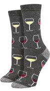 SOCKSMITH Brand Ladies GLASSES OF WINE Graphic Bamboo Socks ‘SIP SIP HOORAY’ - Novelty Socks And Slippers