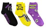 BEETLEJUICE MOVIE LADIES 3 PAIR OF HALLOWEEN SOCKS ‘THE GHOST WITH THE MOST’ - Novelty Socks And Slippers