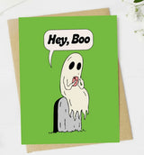 Ghost Texting Greeting Card HEY, BOO *Made In The USA! - Novelty Socks And Slippers