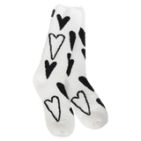 BLACK & WHITE HEARTS Ladies Valentines Day Soft Cozy Socks WORLD’S SOFTEST SOCKS Brand - Novelty Socks And Slippers