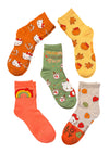 SANRIO HELLO KITTY Ladies 5 Pair Of AUTUMN THANKSGIVING Capri Socks ‘PUMPKIN SPICE & EVERYTHING NICE’